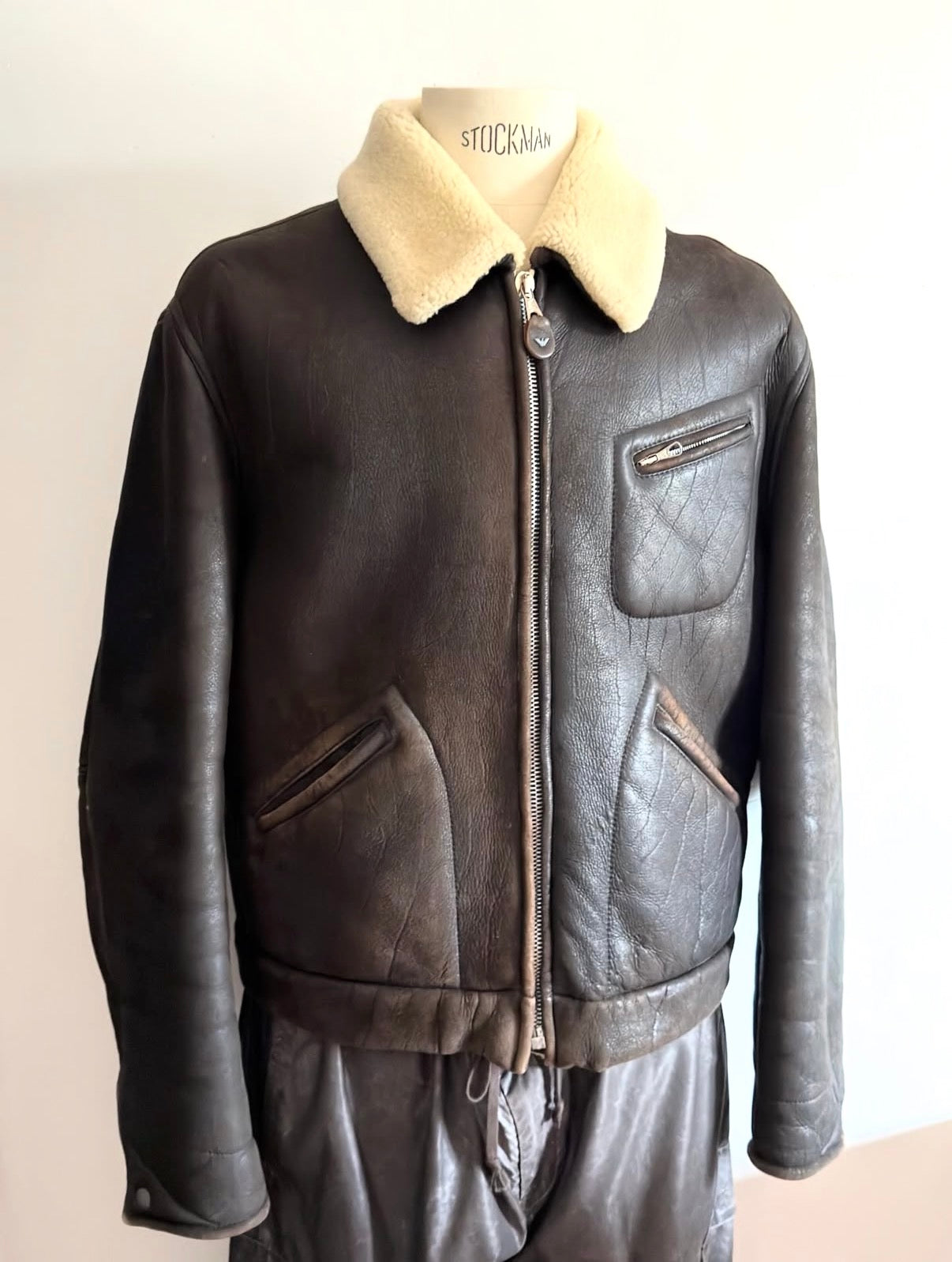 Armani Jeans 90s Shearling Type B-3 Flight Leather Jacket