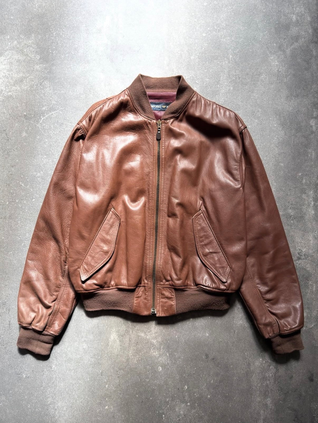 Emporio Armani 80s MA-1 Leather Bomber Jacket