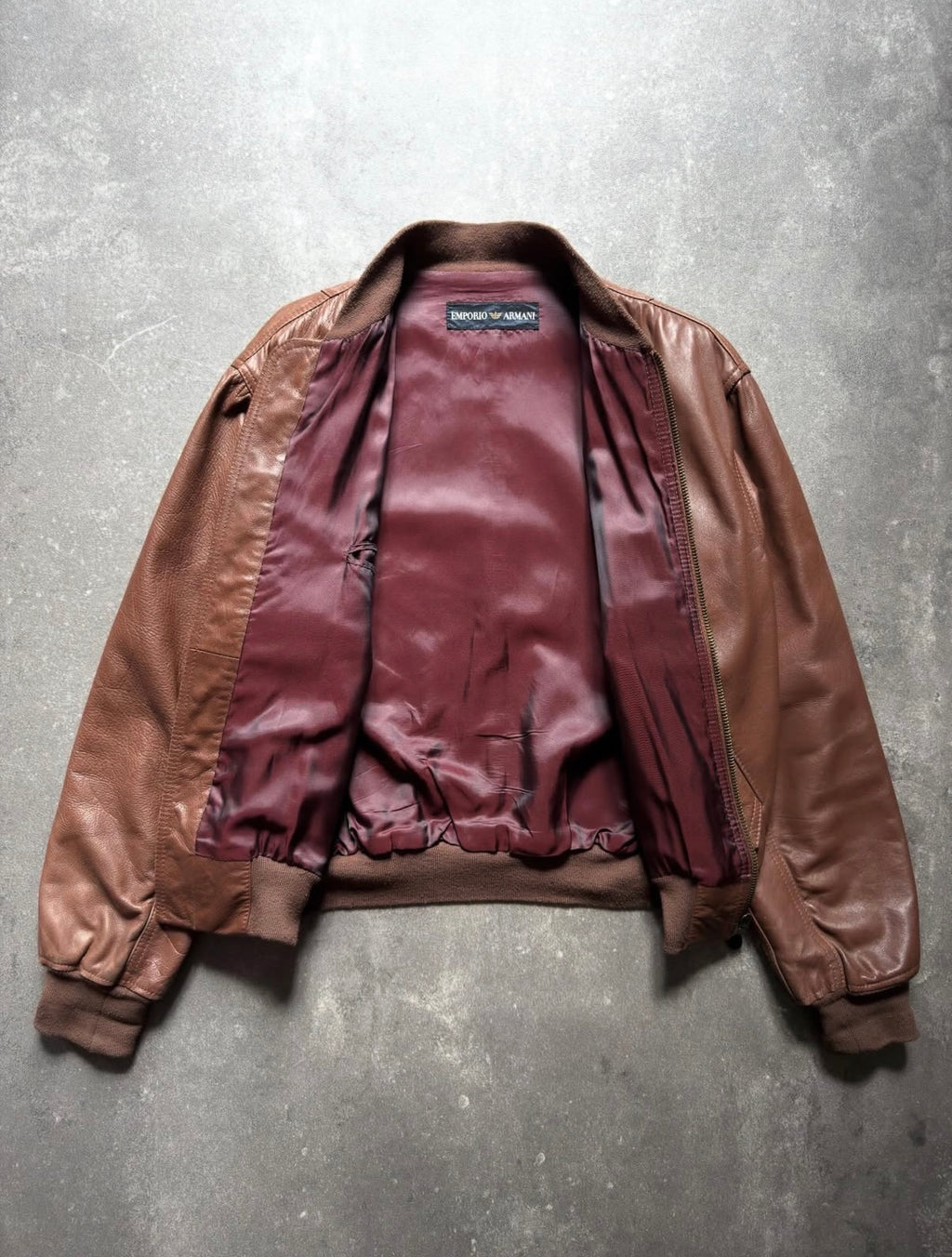 Emporio Armani 80s MA-1 Leather Bomber Jacket