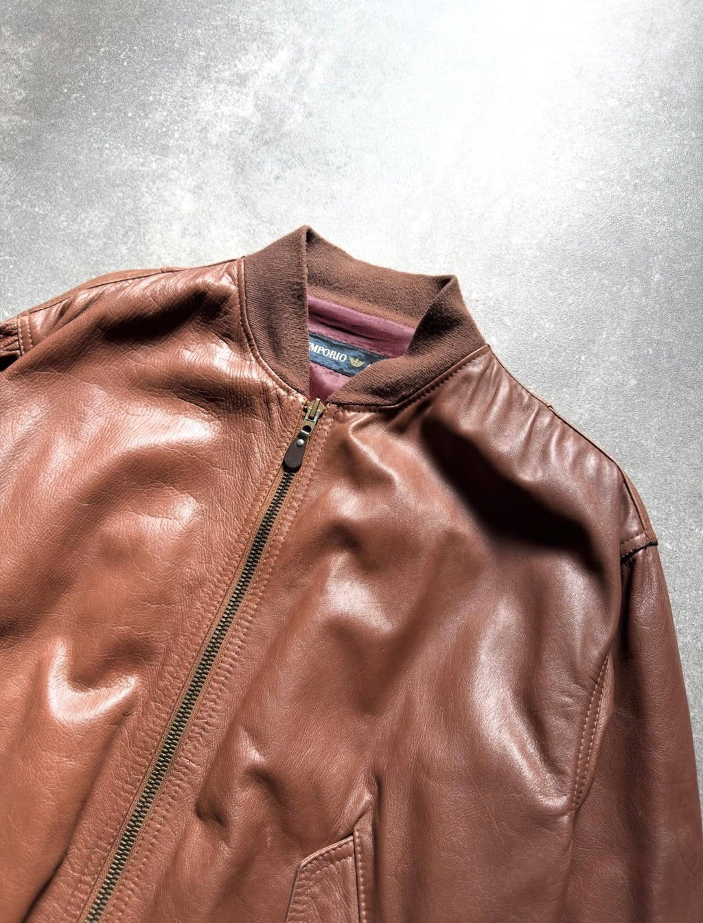 Emporio Armani 80s MA-1 Leather Bomber Jacket