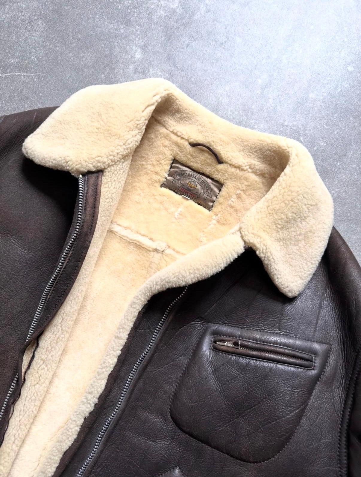 Armani Jeans 90s Shearling Type B-3 Flight Leather Jacket