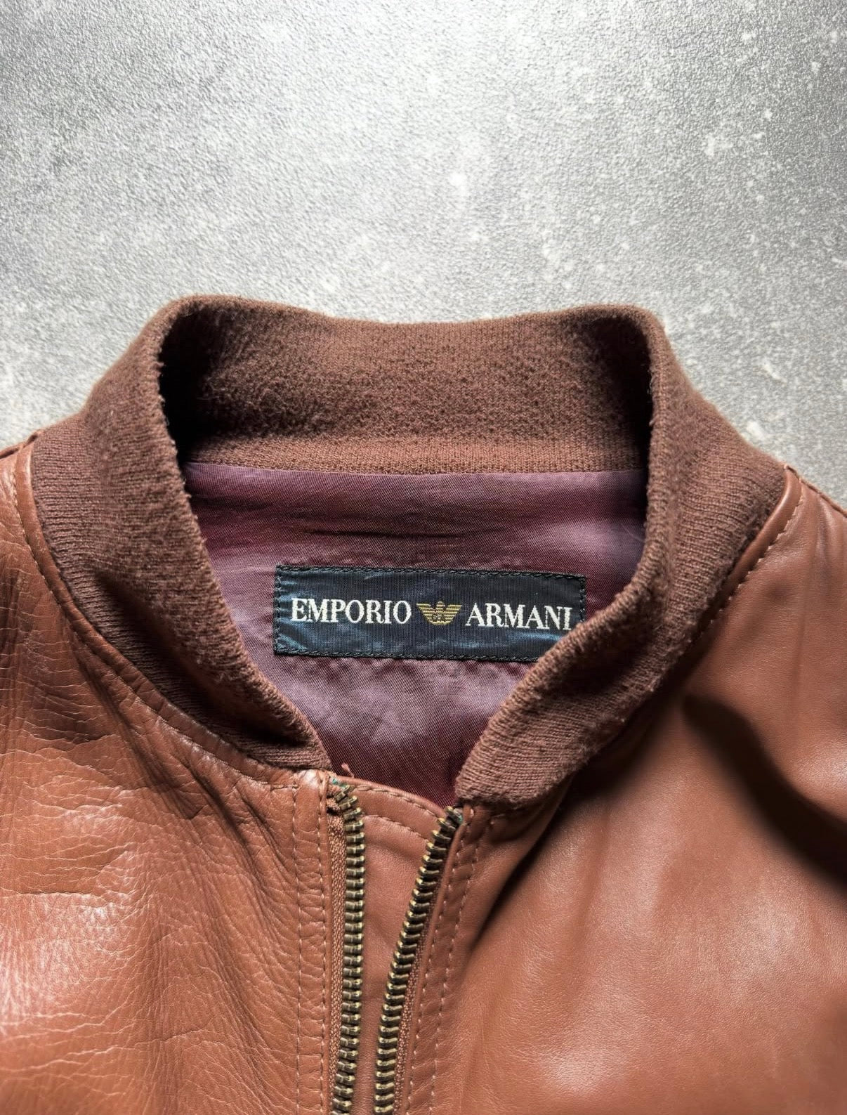 Emporio Armani 80s MA-1 Leather Bomber Jacket
