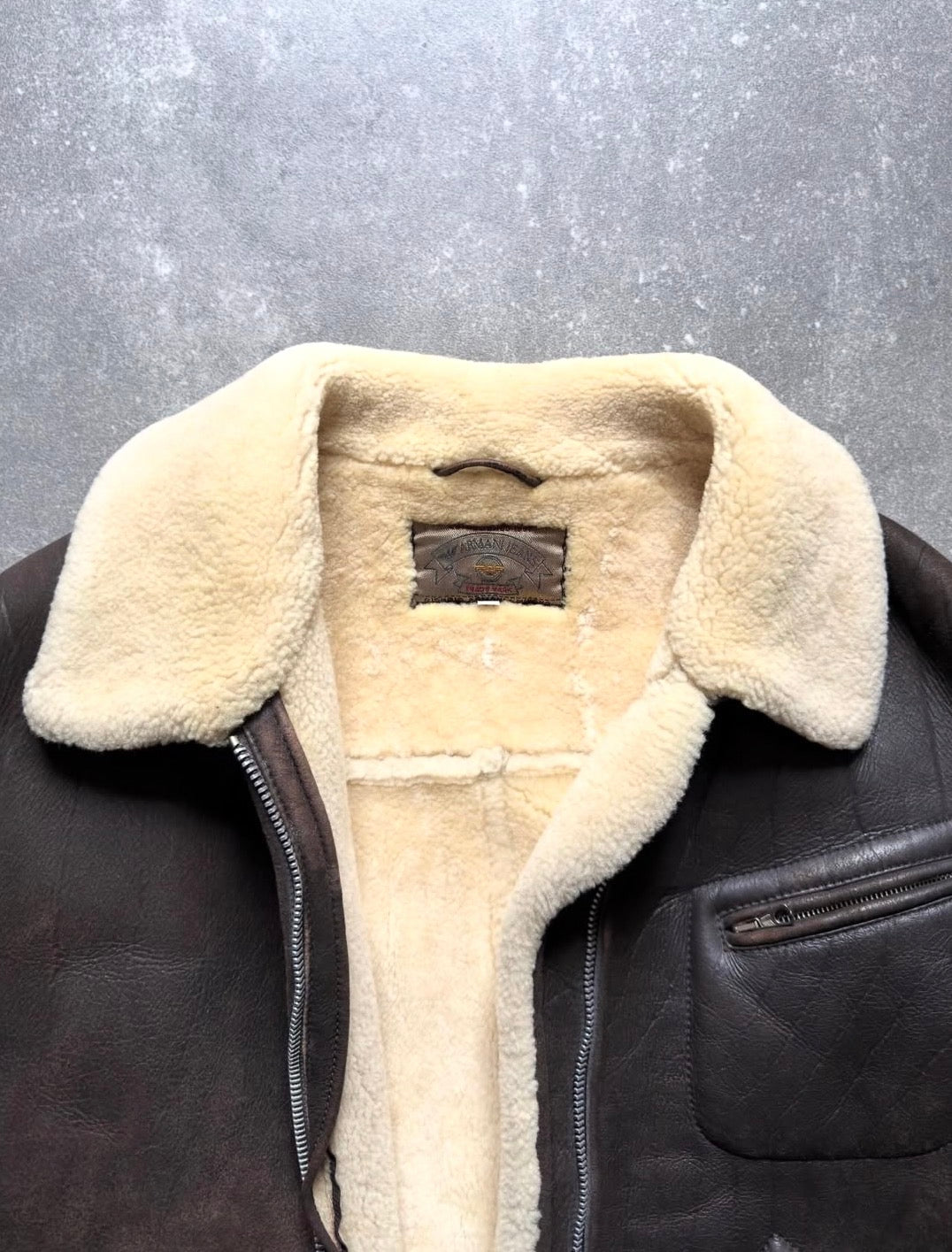 Armani Jeans 90s Shearling Type B-3 Flight Leather Jacket