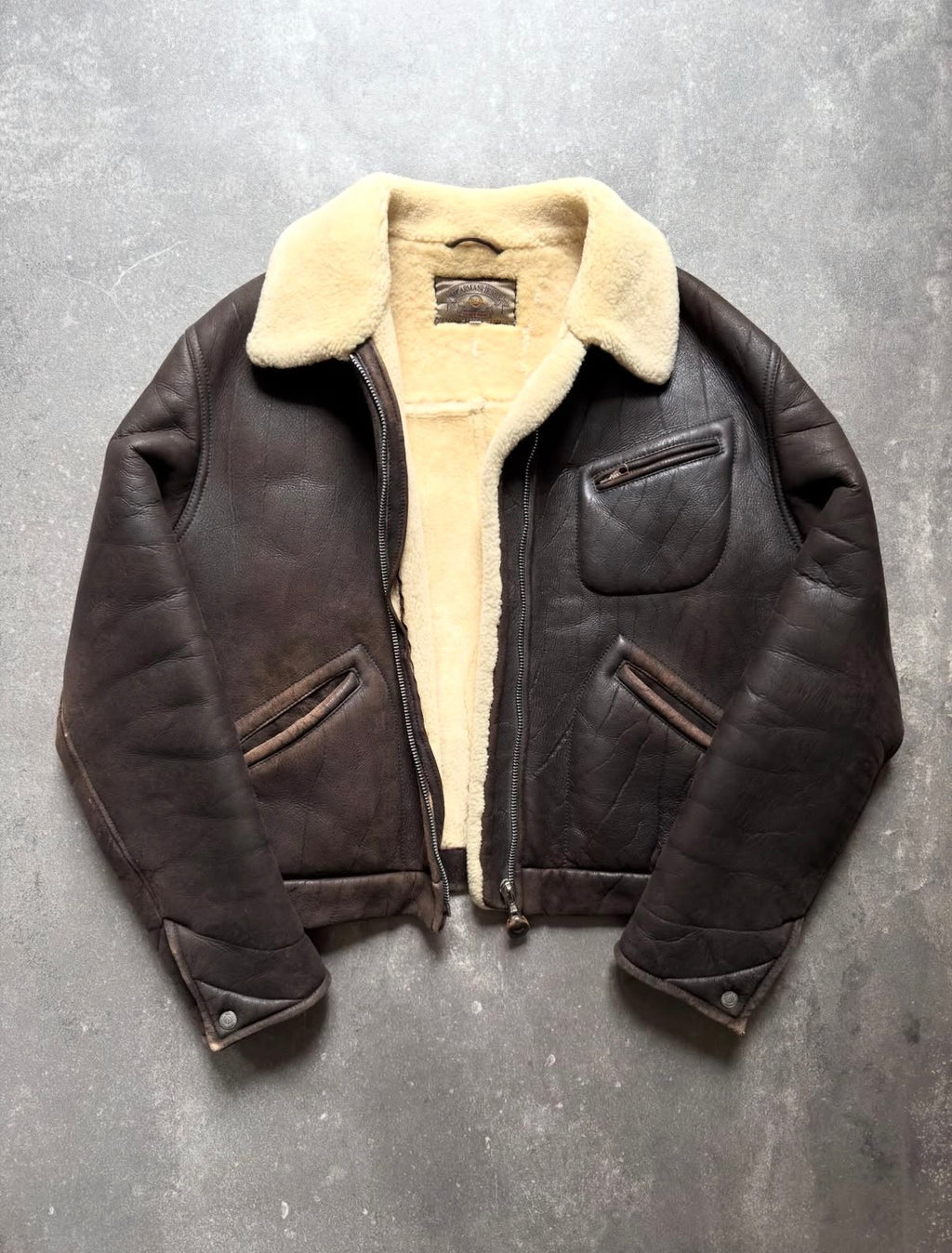 Armani Jeans 90s Shearling Type B-3 Flight Leather Jacket