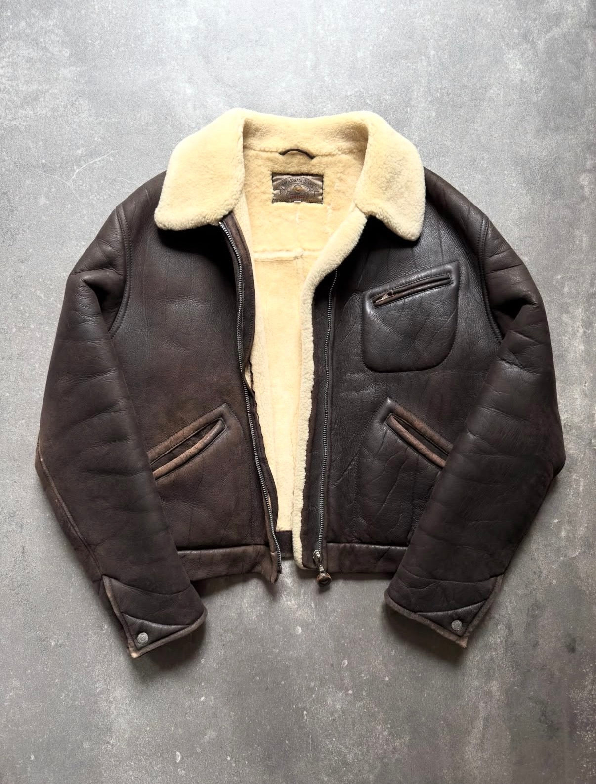 Armani Jeans 90s Shearling Type B-3 Flight Leather Jacket